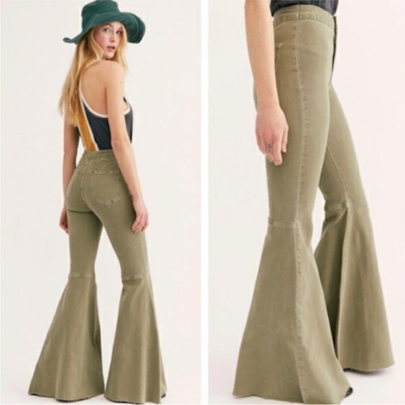 Free People Denim - Free People Green Float On Flare Bell Bottom Jeans Women Size 25
